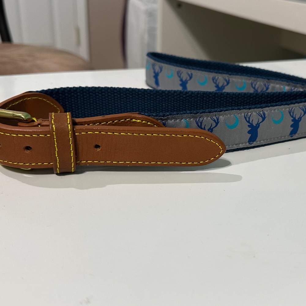 Simply Southern Tan and Blue Stag Men's Belt 38